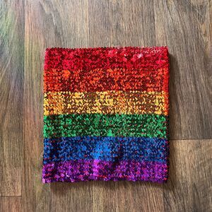 Pride sequin tube top / mini skirt XS-M Y2K rave festival rainbow color block